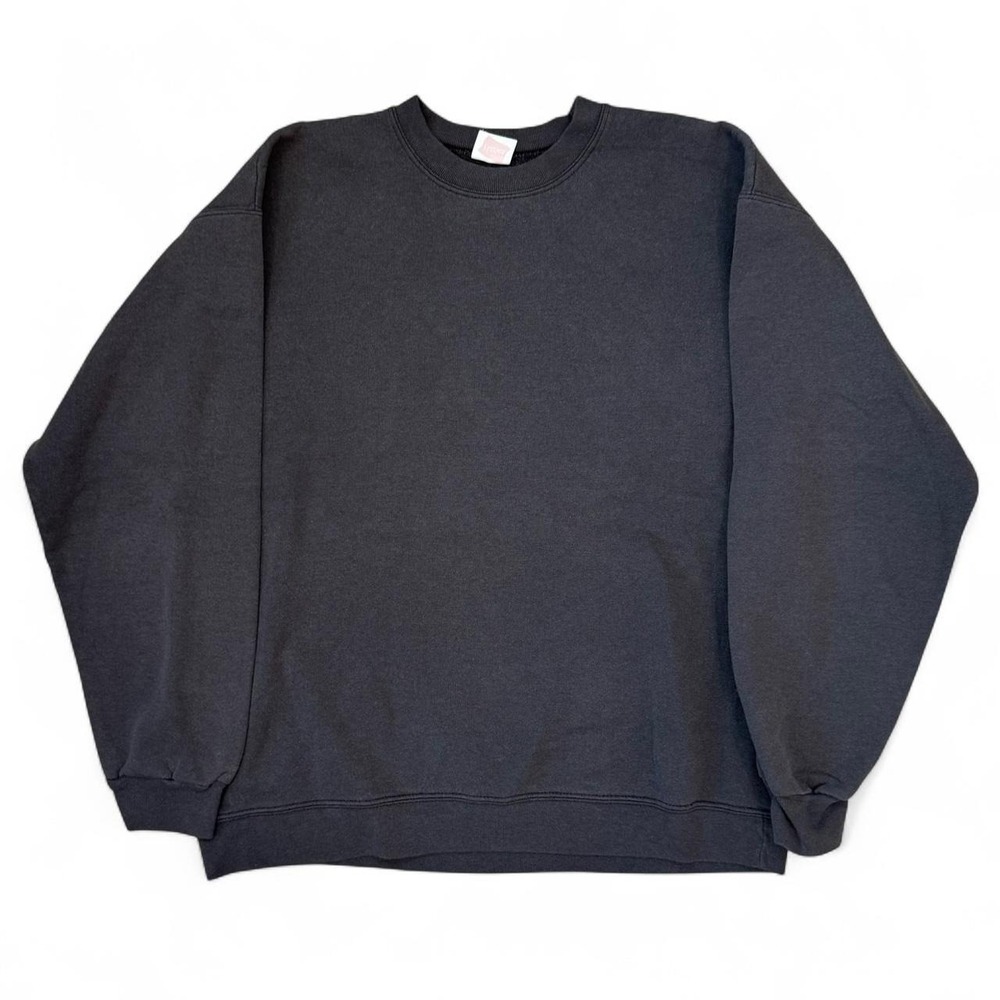 Faded Black Crewneck Sweathshirt Adult Size Large Essential Grunge Goth Sweater